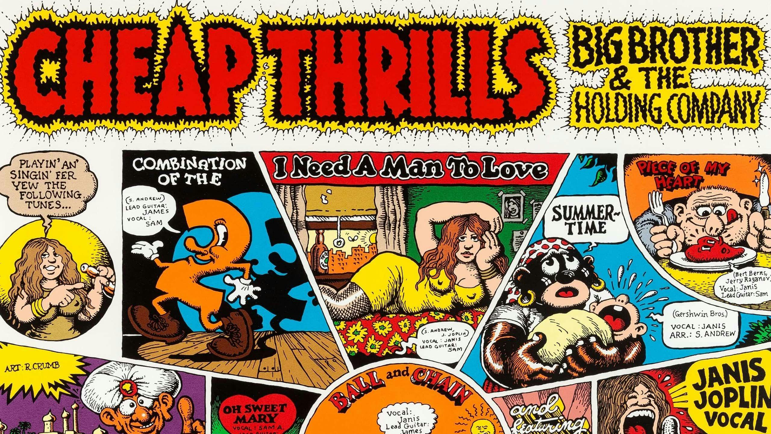 Illustration by R. Crumb, titled “Cheap Thrills” Big Brother and the Holding Company, dated 1968.